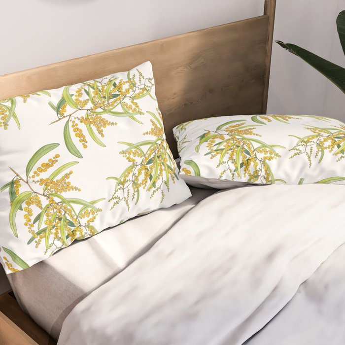 Australian Wattle Flower, Illustration Pillow Sham Gallery Image 2