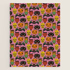 Retro Halloween in Pink - Skull Black Cat Devil Pumpkin Bat Owl Motifs Jigsaw Puzzle Gallery Image 1