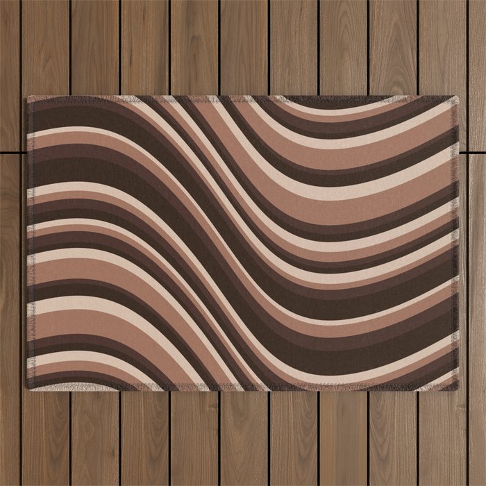 Wavy Stripes XLIX - Mocha Coffee Outdoor Rug Gallery Image 1