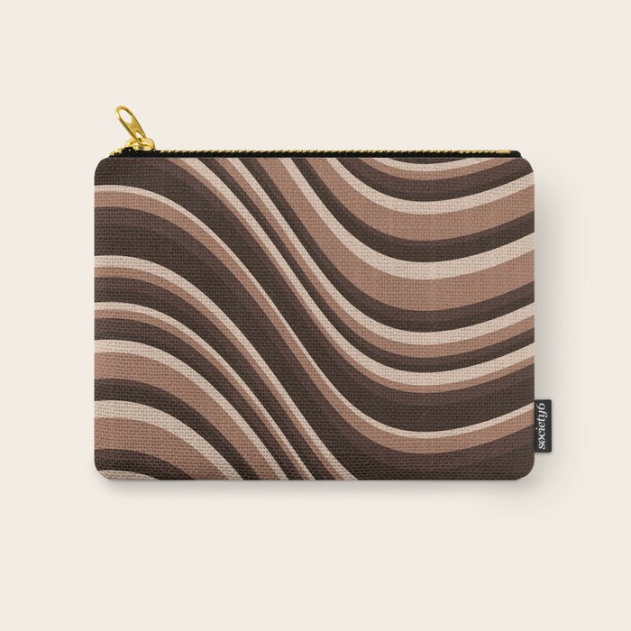 Wavy Stripes XLIX - Mocha Coffee Carry All Pouch Gallery Image 1