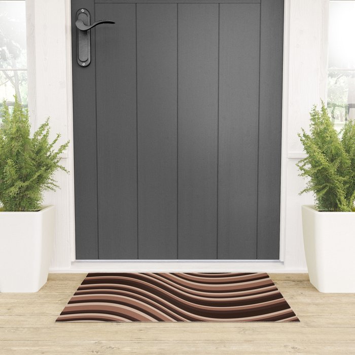 Wavy Stripes XLIX - Mocha Coffee Welcome Mat Gallery Image 3