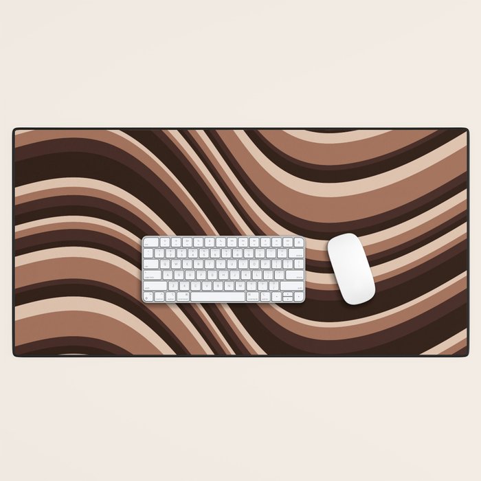 Wavy Stripes XLIX - Mocha Coffee Desk Mat Gallery Image 1