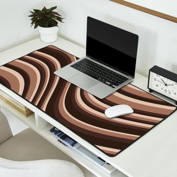 Wavy Stripes XLIX - Mocha Coffee Desk Mat Gallery Image 2