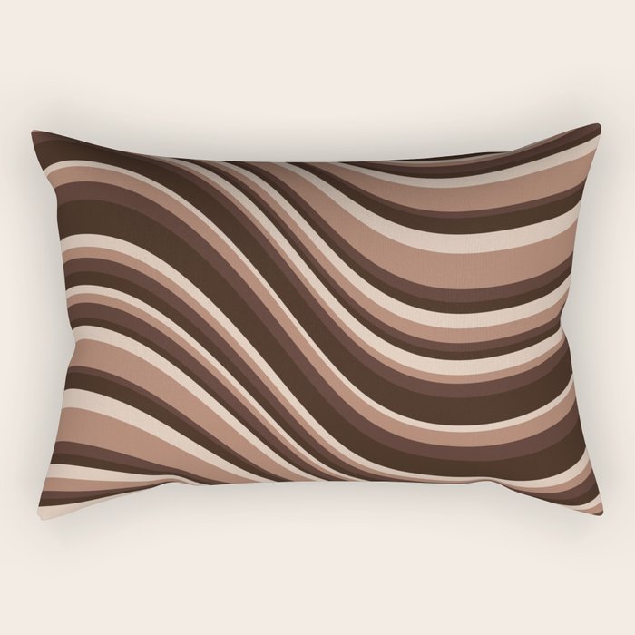 Wavy Stripes XLIX - Mocha Coffee Rectangular Pillow Gallery Image 1