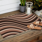 Wavy Stripes XLIX - Mocha Coffee Outdoor Rug Gallery Image 2