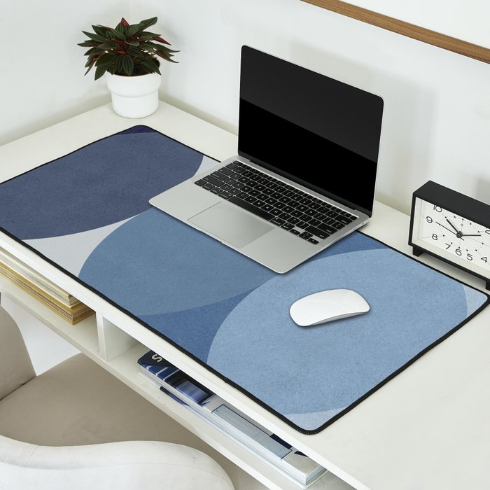 Circle Half-circle - Blue Desk Mat Gallery Image 2