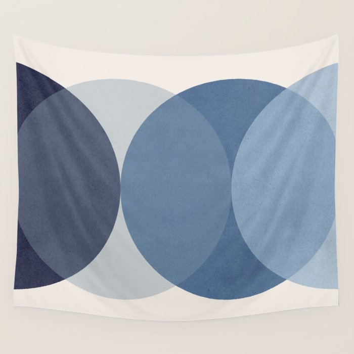 Circle Half-circle - Blue Wall Tapestry Gallery Image 1