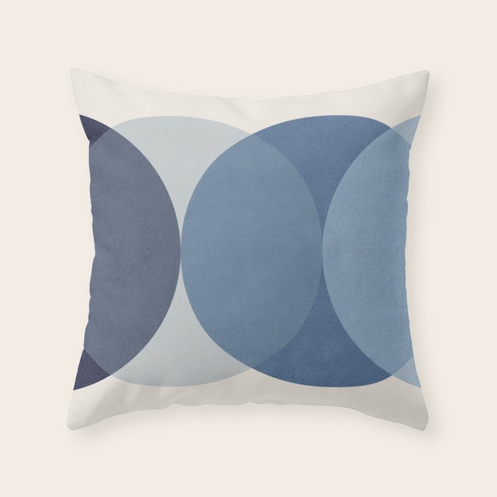 Circle Half-circle - Blue Throw Pillow Gallery Image 1