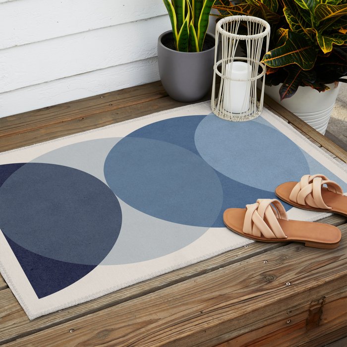 Circle Half-circle - Blue Outdoor Rug Gallery Image 2