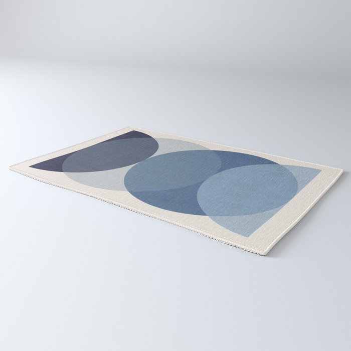 Circle Half-circle - Blue Rug Gallery Image 3