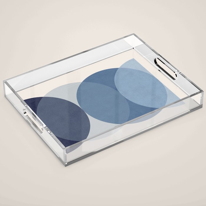Circle Half-circle - Blue Acrylic Tray Gallery Image 1