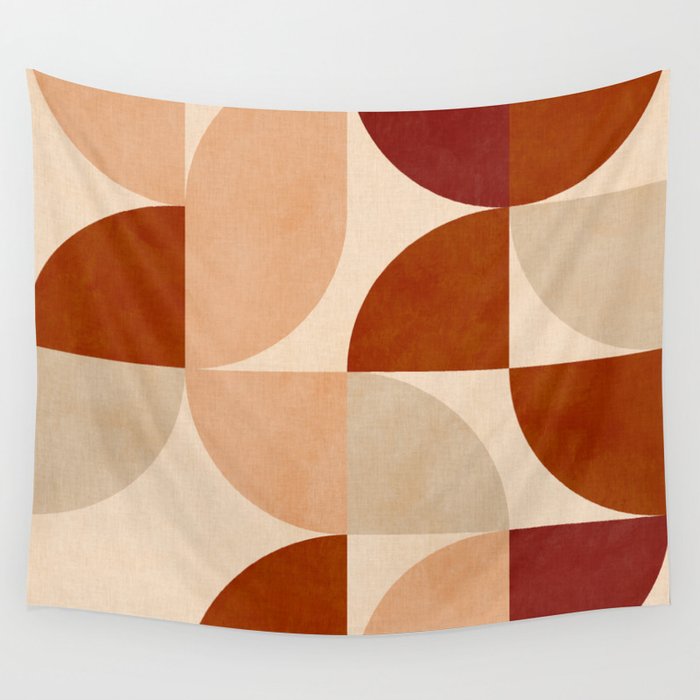 abstract retro shapes earthy 5 Wall Tapestry Gallery Image 4