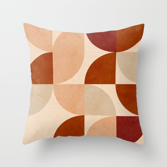 abstract retro shapes earthy 5 Throw Pillow Gallery Image 1
