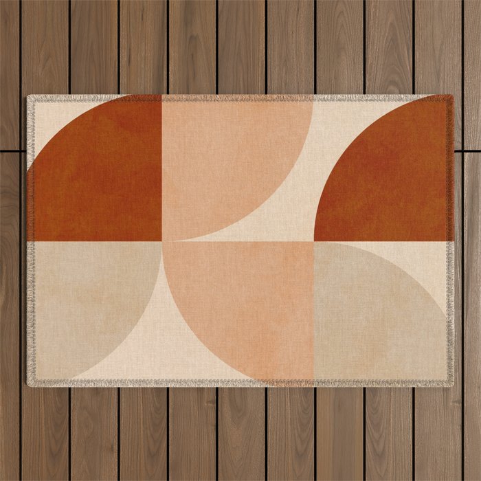 abstract retro shapes earthy 5 Outdoor Rug Gallery Image 1