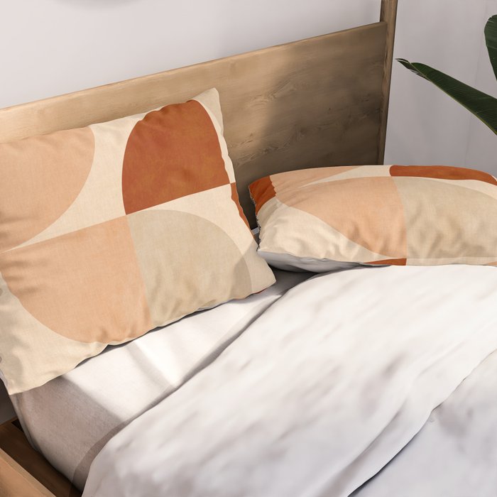 abstract retro shapes earthy 5 Pillow Sham Gallery Image 2