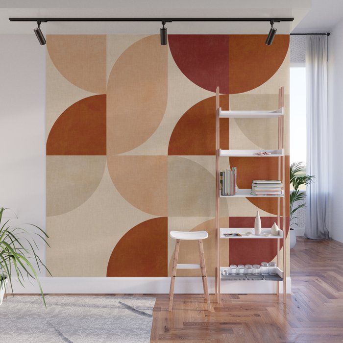 abstract retro shapes earthy 5 Wall Mural Gallery Image 1