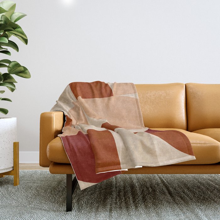 abstract retro shapes earthy 5 Throw Blanket Gallery Image 1