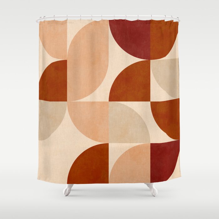 abstract retro shapes earthy 5 Shower Curtain Gallery Image 1