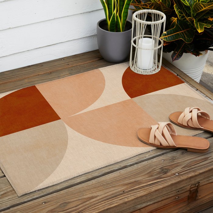 abstract retro shapes earthy 5 Outdoor Rug Gallery Image 2