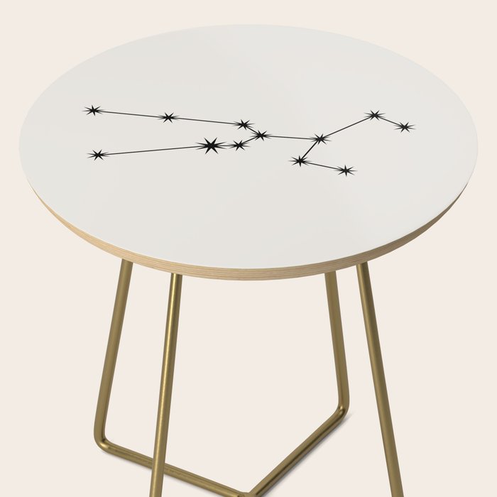 Taurus Zodiac Star Constellation Line Art White Side Table Gallery Image 2