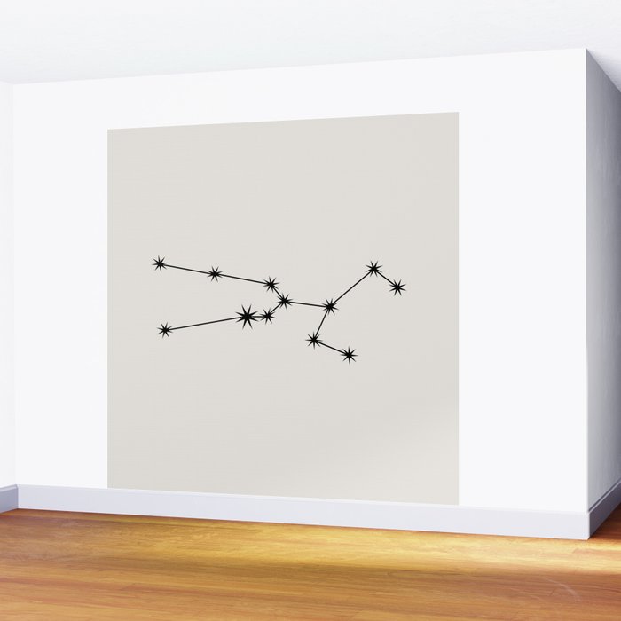 Taurus Zodiac Star Constellation Line Art White Wall Mural Gallery Image 2