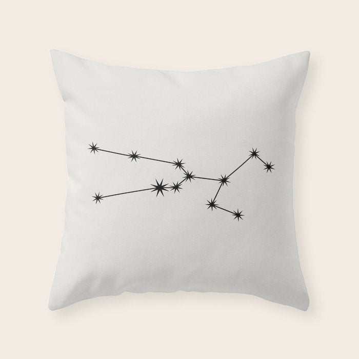 Taurus Zodiac Star Constellation Line Art White Throw Pillow Gallery Image 1