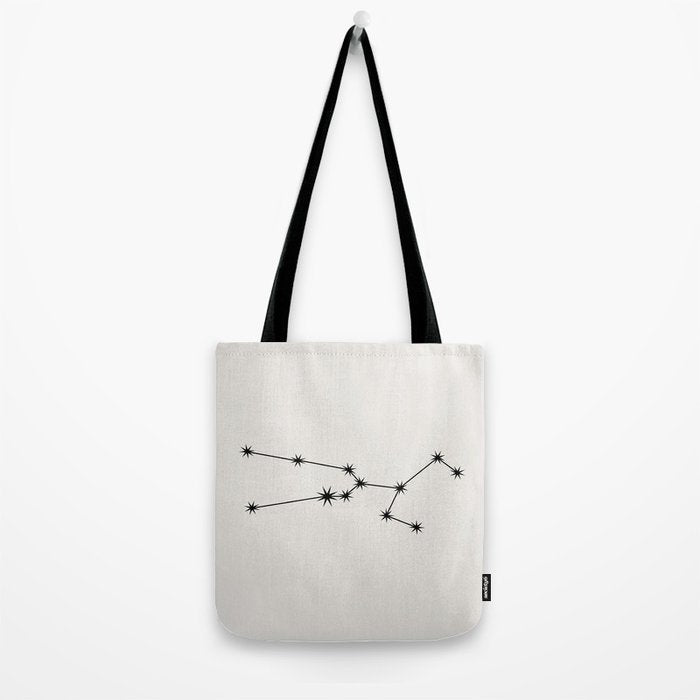 Taurus Zodiac Star Constellation Line Art White Tote Bag Gallery Image 2