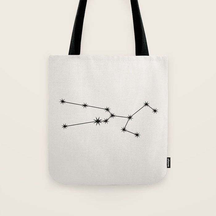 Taurus Zodiac Star Constellation Line Art White Tote Bag Gallery Image 1