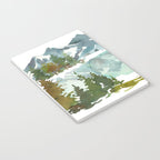 Forest green teal blue watercolor hand painted landscape Notebook Gallery Image 3