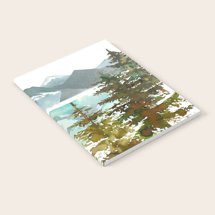 Forest green teal blue watercolor hand painted landscape Notebook Gallery Image 2