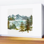 Forest green teal blue watercolor hand painted landscape Wall Mural Gallery Image 2