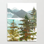 Forest green teal blue watercolor hand painted landscape Notebook Gallery Image 4