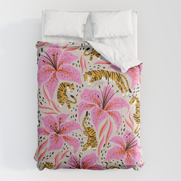 Tigers & Tiger Lilies - Pink & Yellow Comforter Gallery Image 6