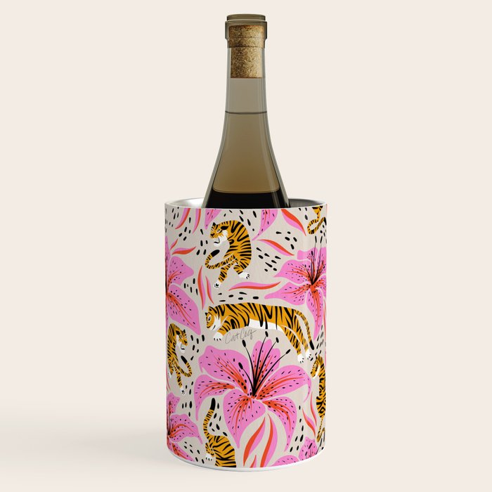 Tigers & Tiger Lilies - Pink & Yellow Wine Chiller Gallery Image 1
