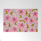 Tigers & Tiger Lilies - Pink & Yellow Welcome Mat Gallery Image 1