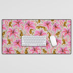 Tigers & Tiger Lilies - Pink & Yellow Desk Mat Gallery Image 1