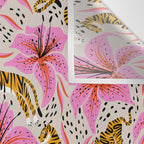 Tigers & Tiger Lilies - Pink & Yellow Wall Tapestry Gallery Image 3