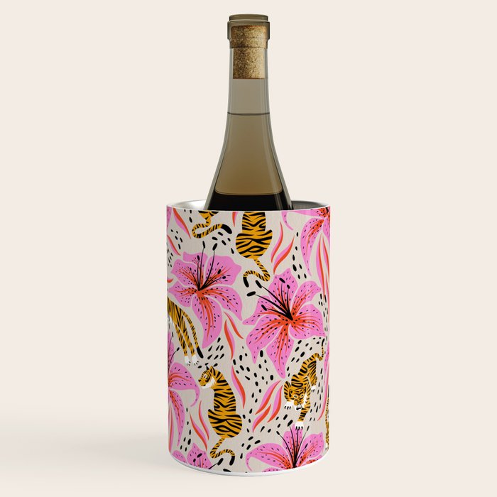 Tigers & Tiger Lilies - Pink & Yellow Wine Chiller Gallery Image 3