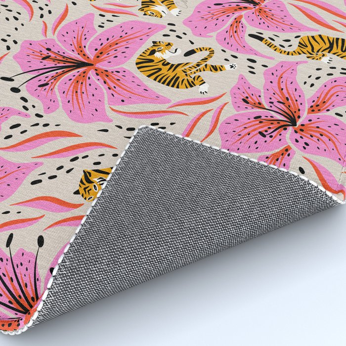 Tigers & Tiger Lilies - Pink & Yellow Rug Gallery Image 4