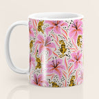 Tigers & Tiger Lilies - Pink & Yellow Coffee Mug Gallery Image 3
