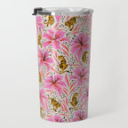 Tigers & Tiger Lilies - Pink & Yellow Travel Mug Gallery Image 3