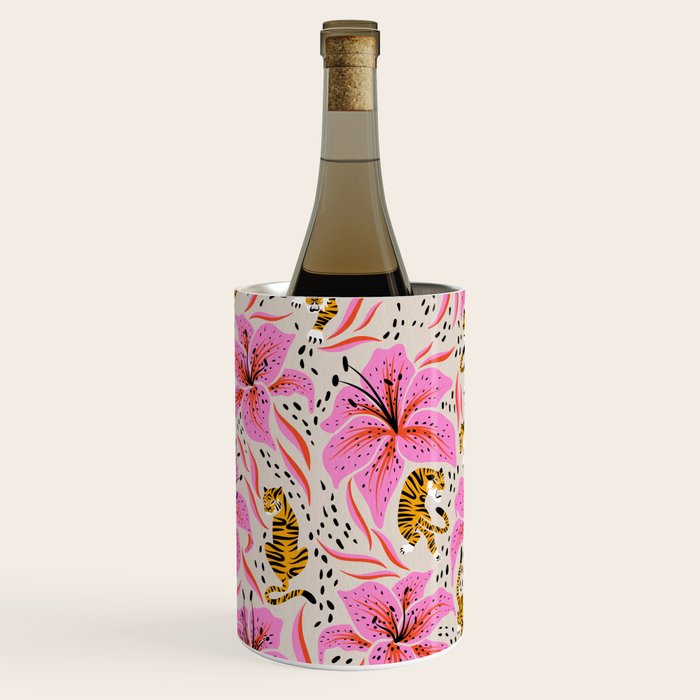 Tigers & Tiger Lilies - Pink & Yellow Wine Chiller Gallery Image 2