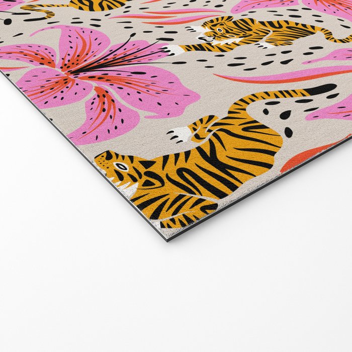 Tigers & Tiger Lilies - Pink & Yellow Welcome Mat Gallery Image 2
