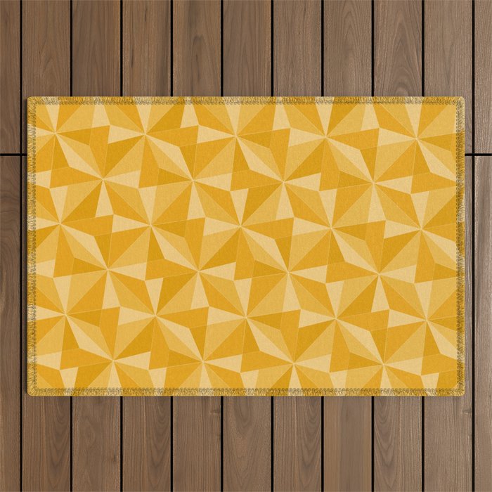 Kaleidoscope Tile Pattern XI Golden Yellow Tones Outdoor Rug Gallery Image 1