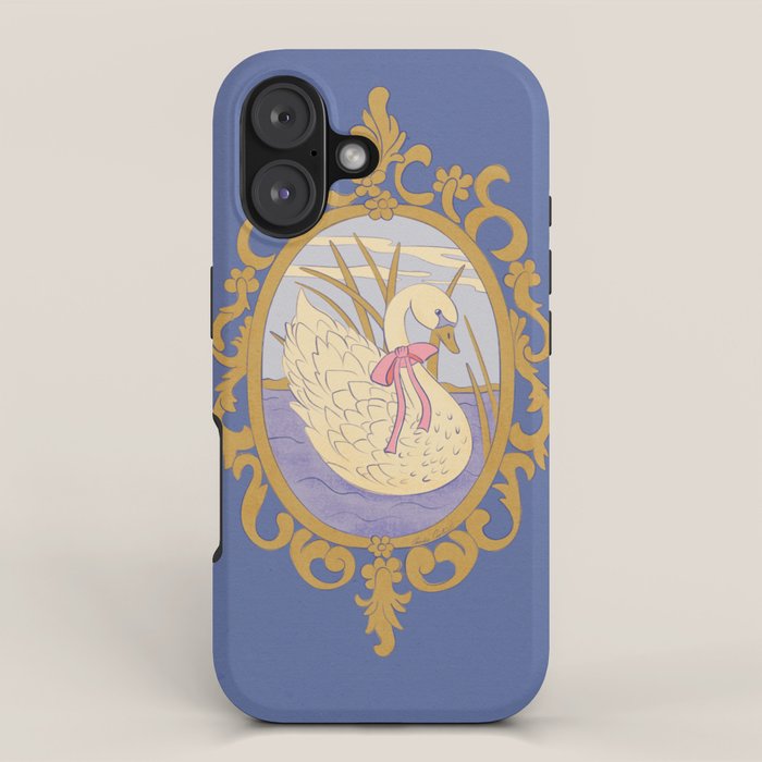 Whimsical Swan with Bow Cottagecore Fairytale Storybook Nursery Wall Art iPhone Case Gallery Image 1