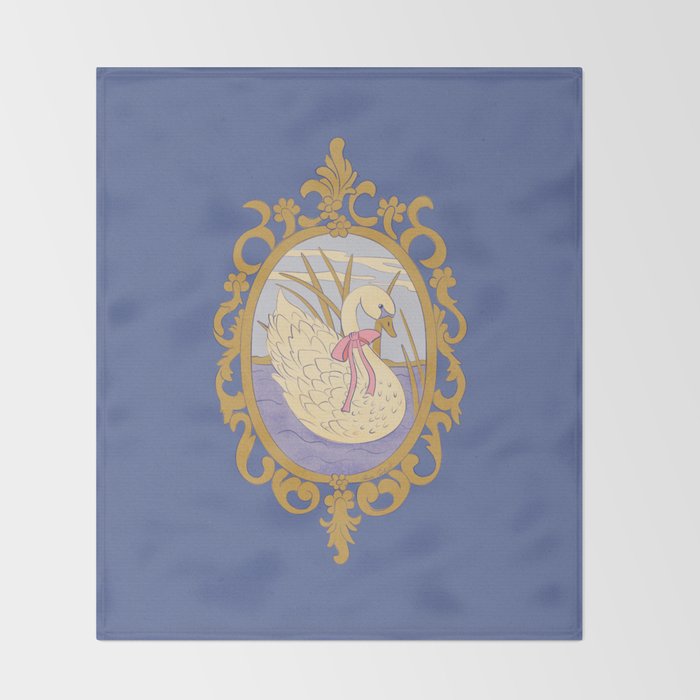 Whimsical Swan with Bow Cottagecore Fairytale Storybook Nursery Wall Art Throw Blanket Gallery Image 2