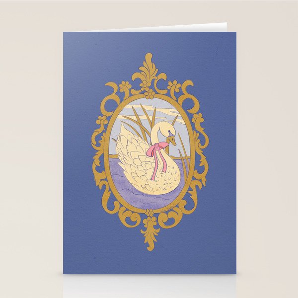 Whimsical Swan with Bow Cottagecore Fairytale Storybook Nursery Wall Art Stationery Card Gallery Image 2