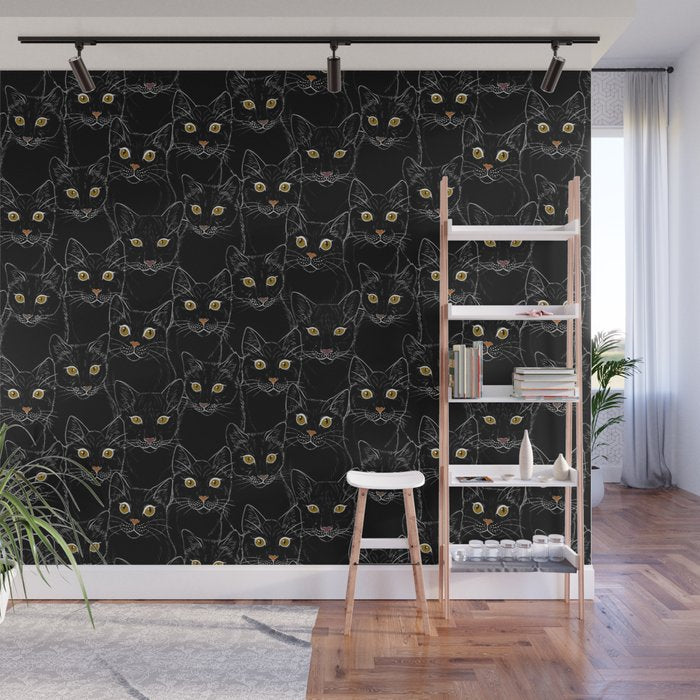 Black Cat Portraits Wall Mural Gallery Image 1