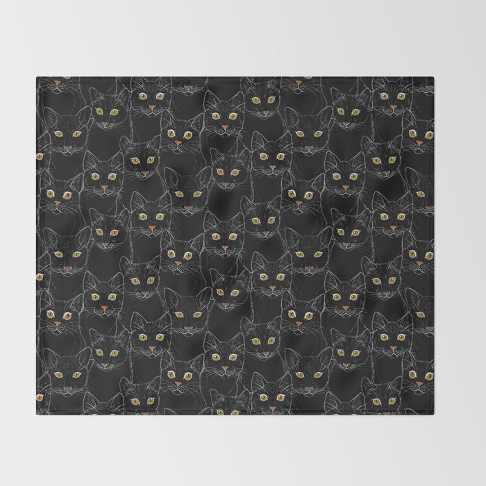 Black Cat Portraits Throw Blanket Gallery Image 2
