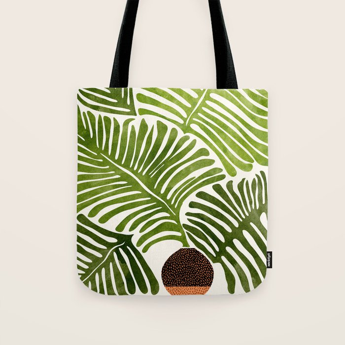 Summer Fern Simple Modern Watercolor Tote Bag Gallery Image 1